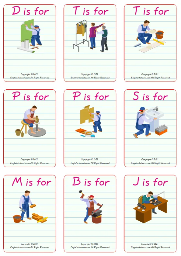 Wordless Crafts vocabulary worksheet with nine images per page Worksheet Preview