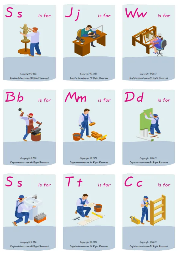 Wordless Crafts vocabulary worksheet with nine images per page Worksheet Preview