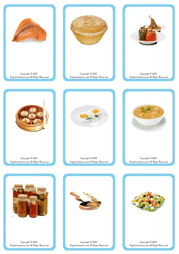 Wordless Dinner vocabulary worksheet with nine images per page Worksheet Preview