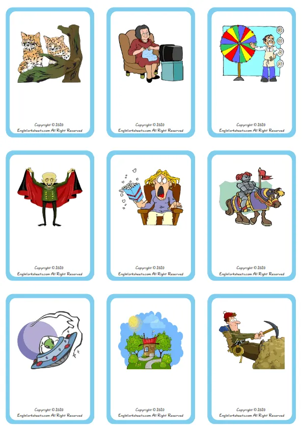 Wordless Films Movies vocabulary worksheet with nine images per page Worksheet Preview