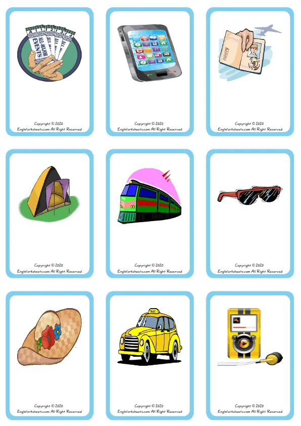 Wordless Holiday vocabulary worksheet with nine images per page Worksheet Preview