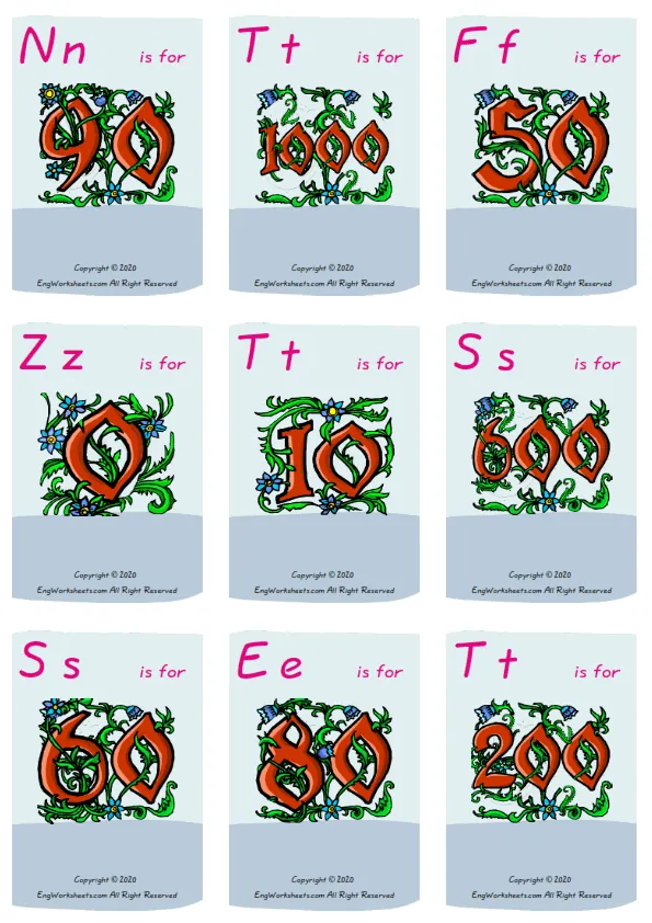 Wordless Number vocabulary worksheet with nine images per page Worksheet Preview
