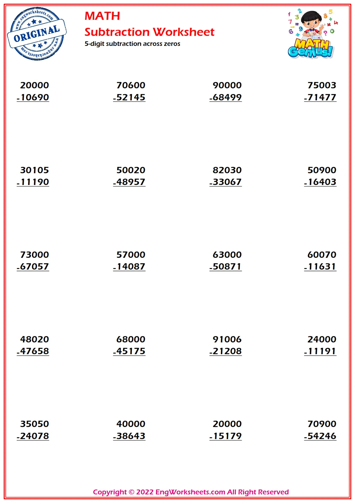5-digit subtraction across zeros