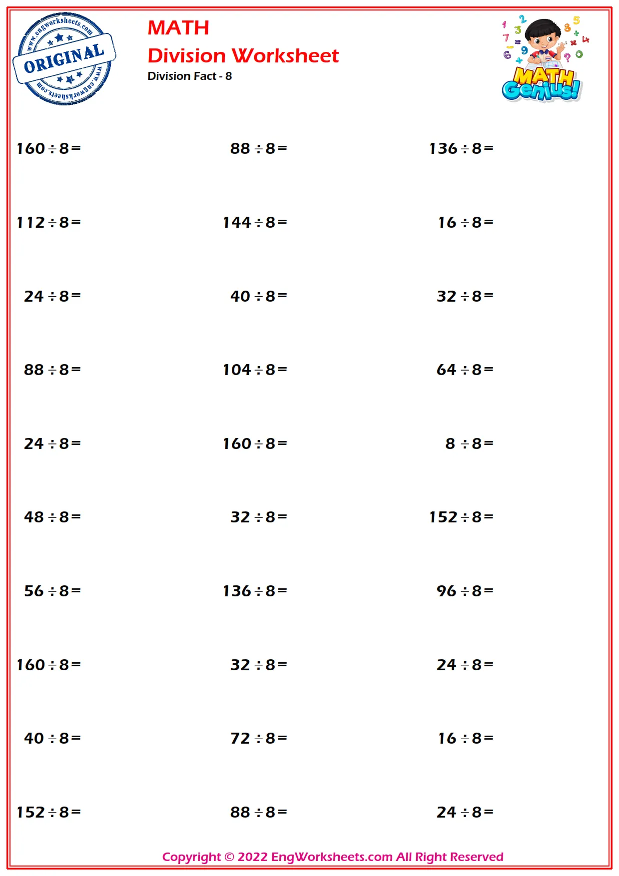 Division Fact ; 8