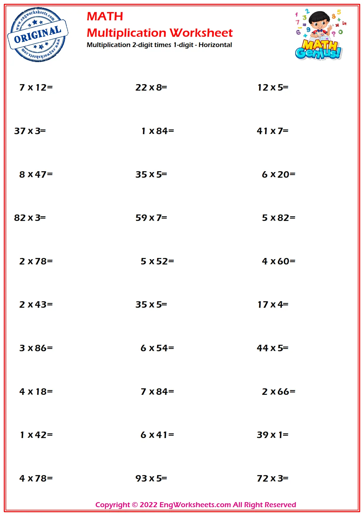 2-digit times 1-digits