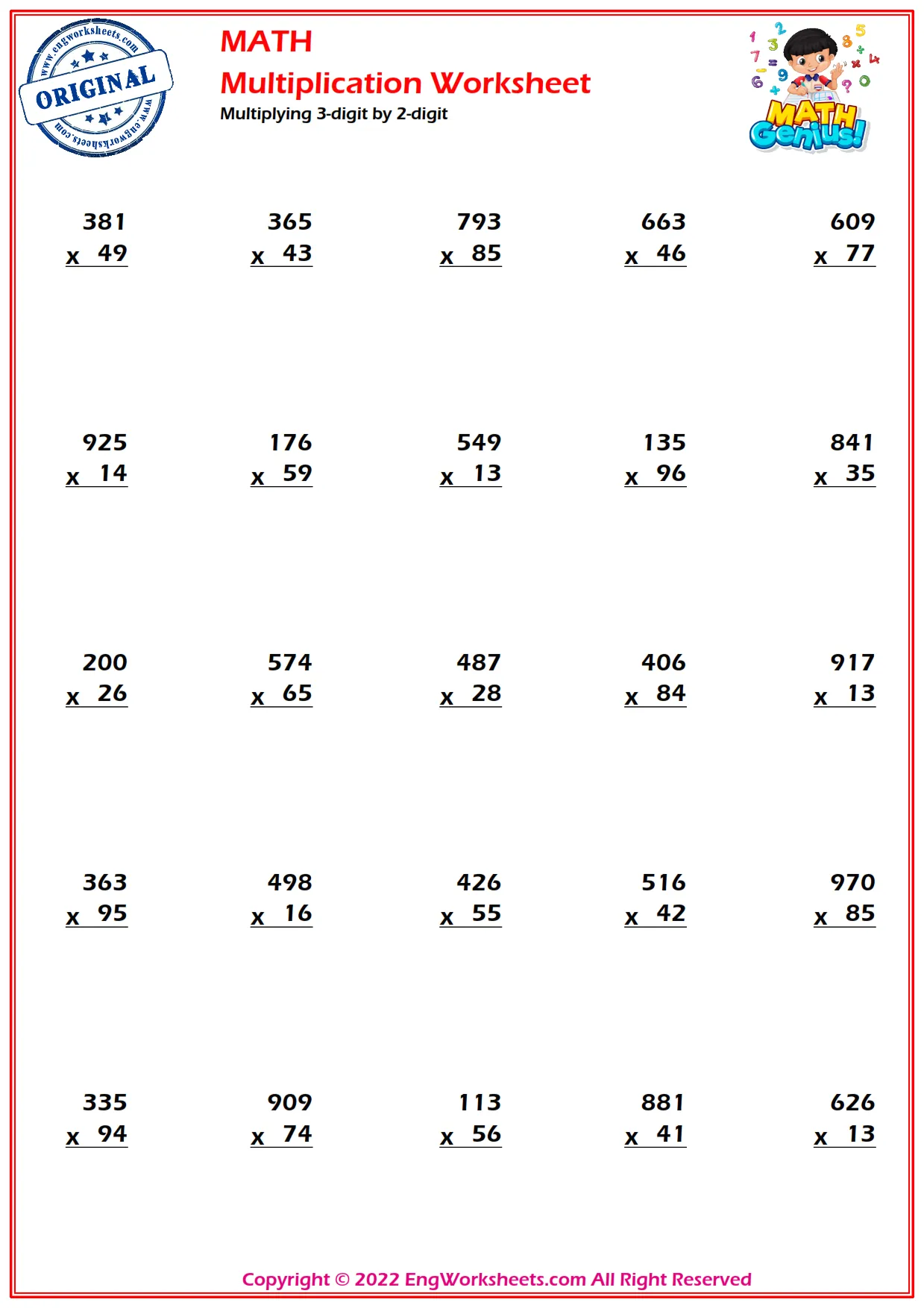Multiplying 3-digit by 2-digits