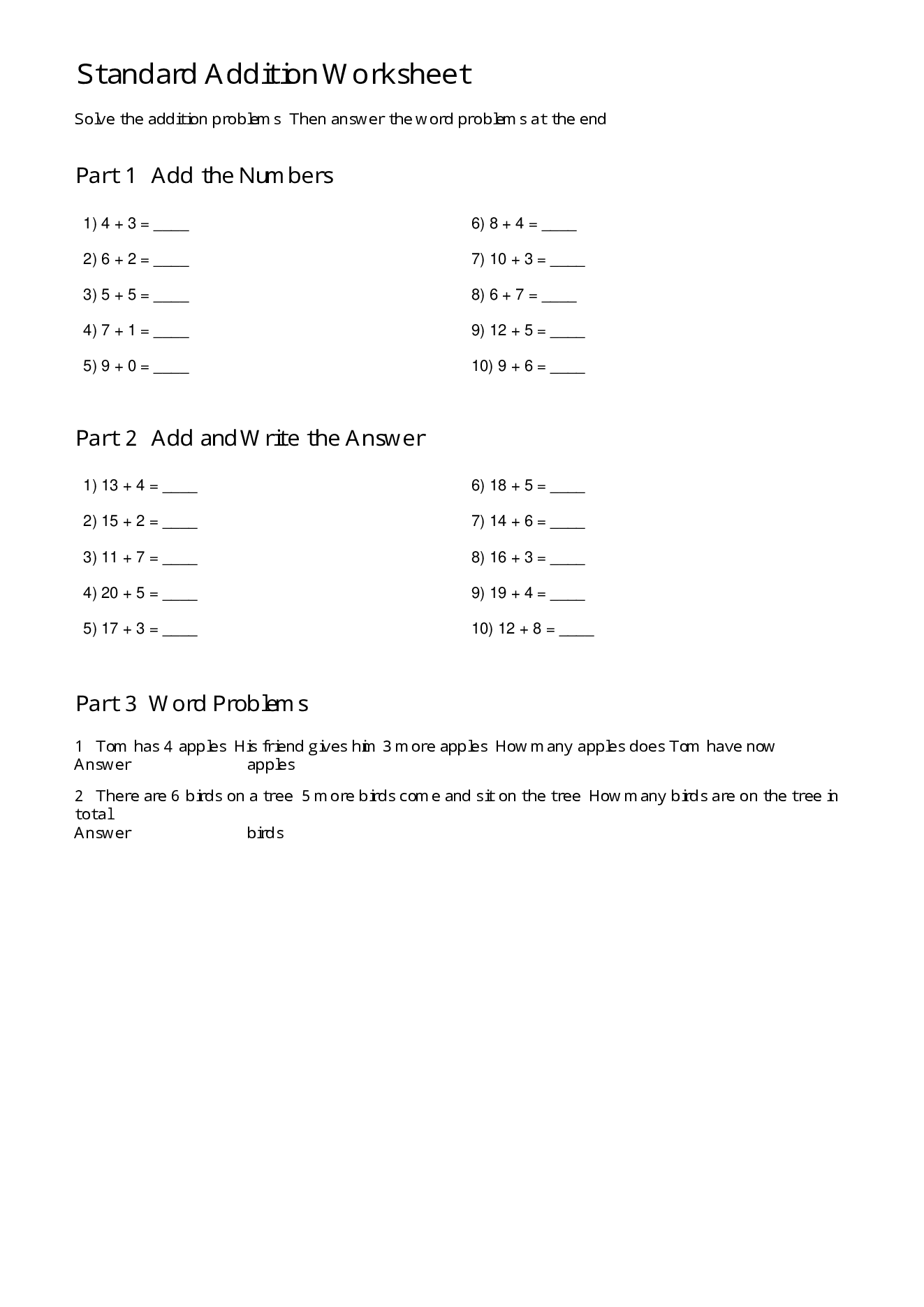 Single-Digit Addition